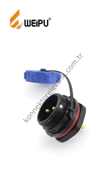 WEIPU SP2112/P2 2 Pin IP68 Plastik Kasa Panel Tipi Erkek Su Geçirmez Konnektör