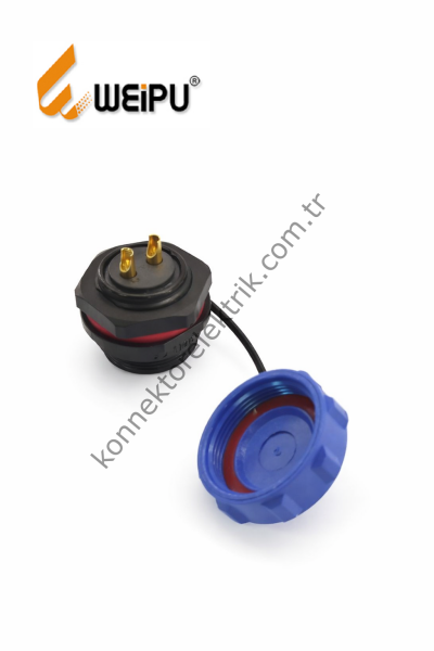 WEIPU SP2112/P2 2 Pin IP68 Plastik Kasa Panel Tipi Erkek Su Geçirmez Konnektör