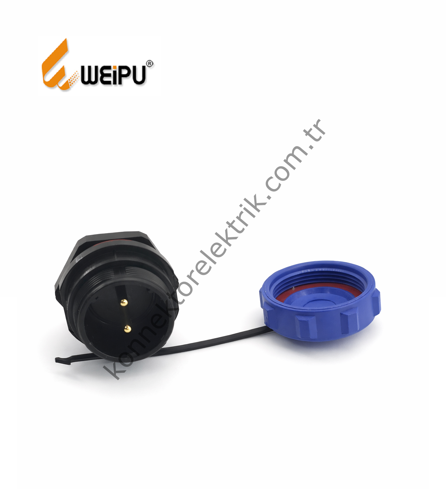 WEIPU SP2112/P2 2 Pin IP68 Plastik Kasa Panel Tipi Erkek Su Geçirmez Konnektör