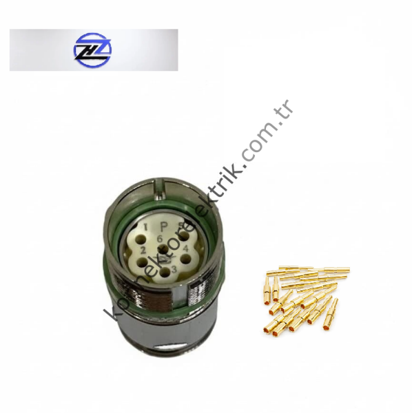HZ CONNECTORS M23 6 Pin Metal Kasa Karşıt Kablo Tipi Erkek Endüstriyel Konnektör
