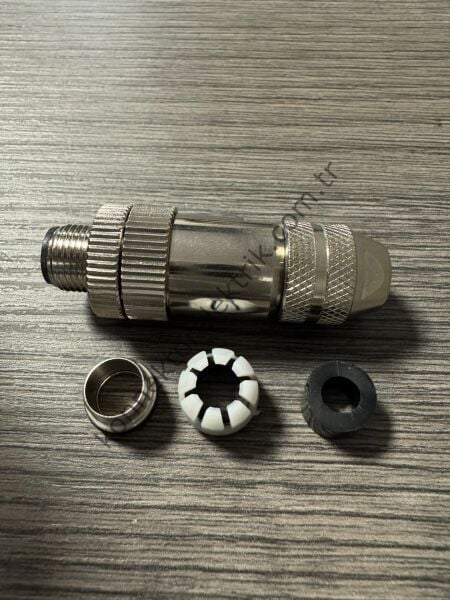 RENHOTEC M12 5 Pin Metal Kasa Kablo Tipi Erkek Endüstriyel Konnektör