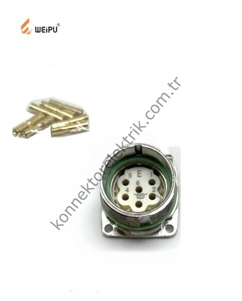 HZ CONNECTORS M23 6 Pin Metal Kasa Panel Tipi Dişi Endüstriyel Konnektör