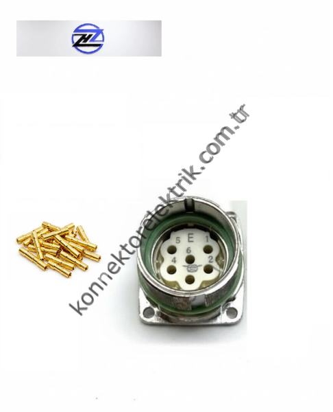 HZ CONNECTORS M23 6 Pin Metal Kasa Panel Tipi Dişi Endüstriyel Konnektör