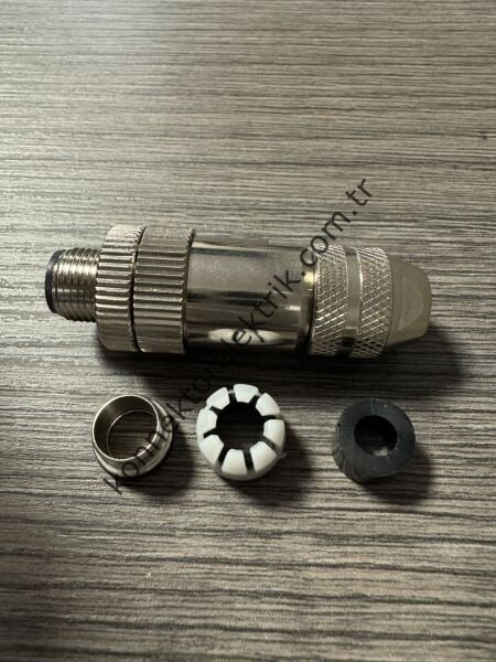 RENHOTEC M12 8 Pin Metal Kasa Kablo Tipi Erkek Endüstriyel Konnektör