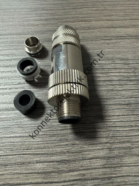 RENHOTEC M12 8 Pin Metal Kasa Kablo Tipi Erkek Endüstriyel Konnektör