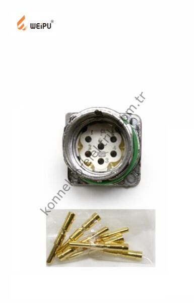 HZ CONNECTORS  M23 6 Pin Metal Kasa Panel Tipi Erkek Endüstriyel Konnektör