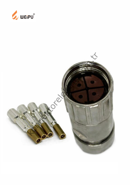 HZ CONNECTORS M23 4 Pin Metal Kasa Kablo Tipi Dişi Endüstriyel Konnektör (SIEMENS 6FX2003-0LL13 Muadil)