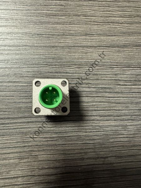 RENHOTEC M12 4 Pin Kare Flanş Metal Kasa Panel Tipi Erkek Endüstriyel Konnektör