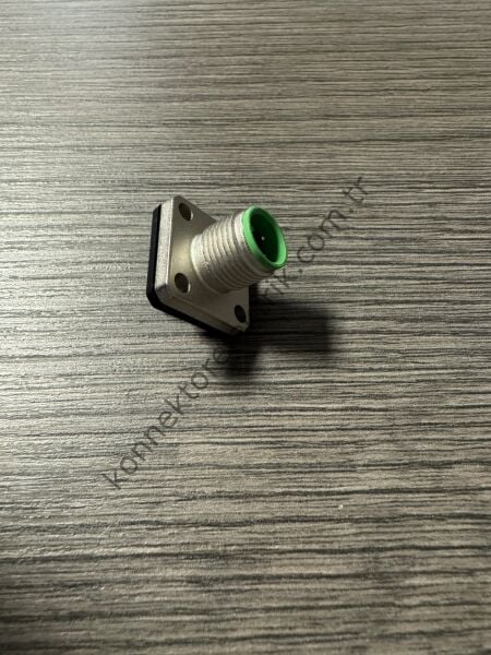 RENHOTEC M12 4 Pin Kare Flanş Metal Kasa Panel Tipi Erkek Endüstriyel Konnektör
