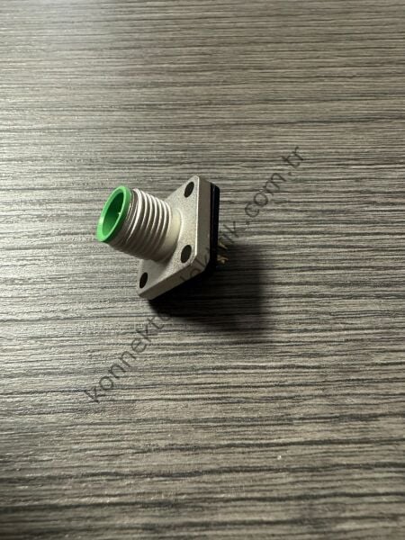 RENHOTEC M12 4 Pin Kare Flanş Metal Kasa Panel Tipi Erkek Endüstriyel Konnektör