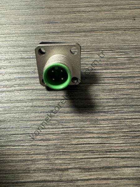 RENHOTEC M12 4 Pin Kare Flanş Metal Kasa Panel Tipi Erkek Endüstriyel Konnektör