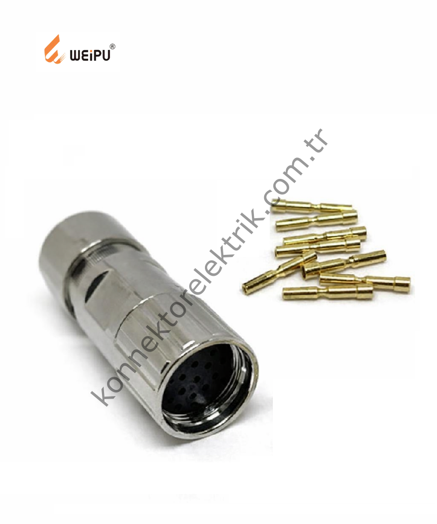 HZ CONNECTORS M17 8 Pin Metal Kasa Kablo Tipi Dişi Endüstriyel Konnektör (SIEMENS 6FX2003-0SL13 Muadil)