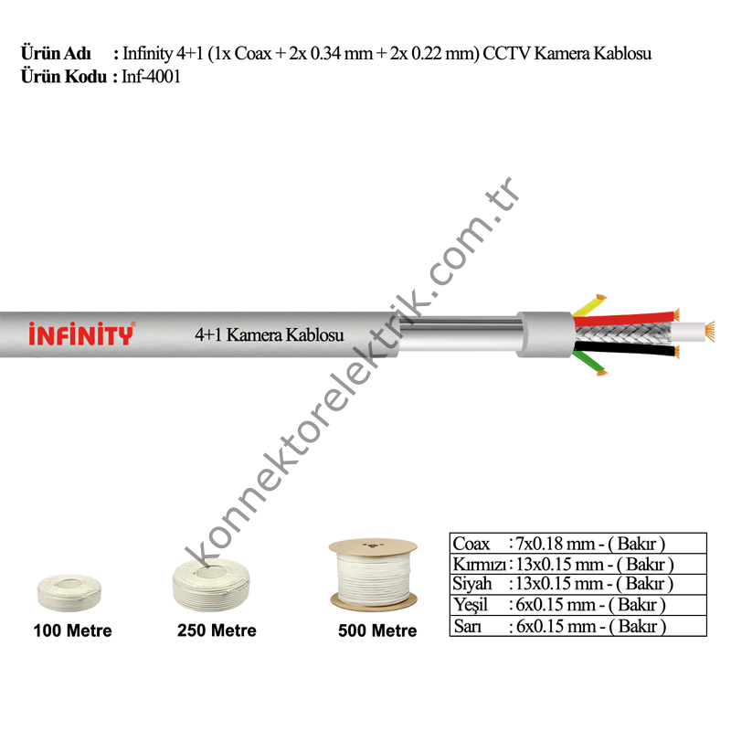 INF-4001 4+1 CCTV Kamera Görüntü Kablosu