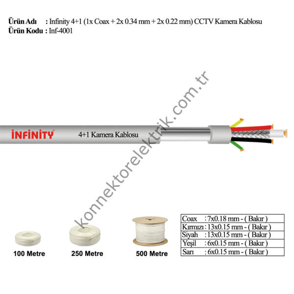 INF-4001 4+1 CCTV Kamera Görüntü Kablosu