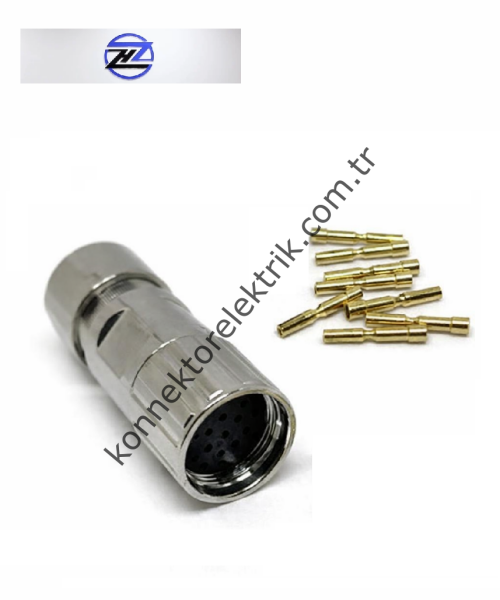 HZ CONNECTORS M17 8 Pin Metal Kasa Kablo Tipi Dişi Endüstriyel Konnektör (SIEMENS 6FX2003-0SL13 Muadil)