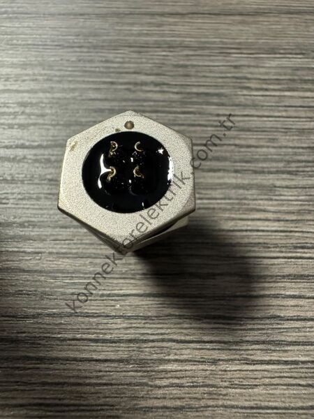 RENHOTEC M12 Önden Somunlu 4 Pin Metal Kasa Panel Tipi Erkek Endüstriyel Konnektör