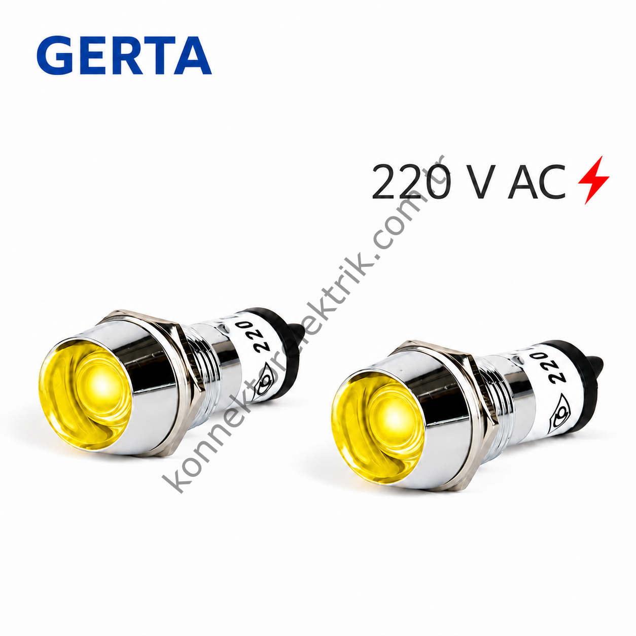 GERTA AD22C-14T-220-Y Sarı 14mm Metal Gövde LED Sinyal 220V AC