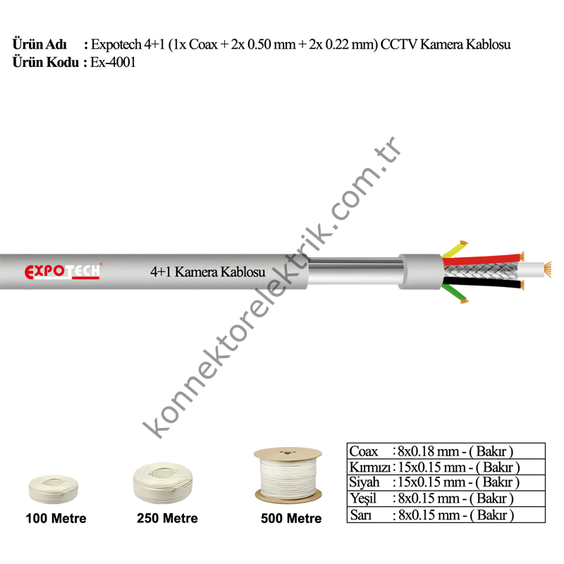 EX-4001 4+1 CCTV Kamera Görüntü Kablosu