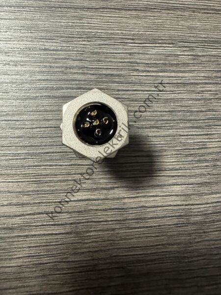 RENHOTEC M12 Önden Somunlu 5 Pin Metal Kasa Panel Tipi Erkek Endüstriyel Konnektör