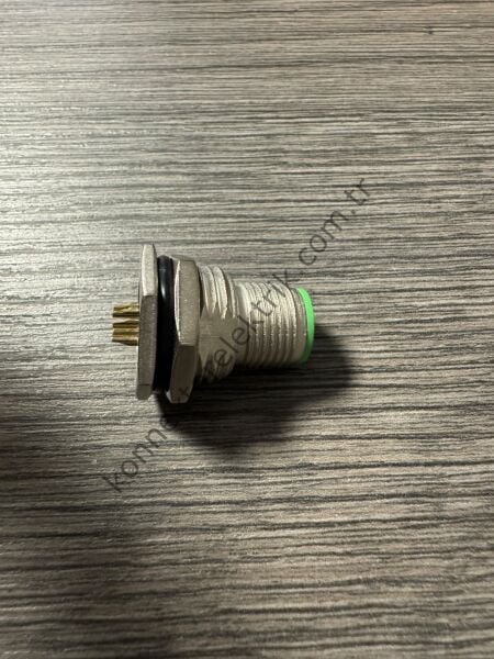RENHOTEC M12 Önden Somunlu 5 Pin Metal Kasa Panel Tipi Erkek Endüstriyel Konnektör