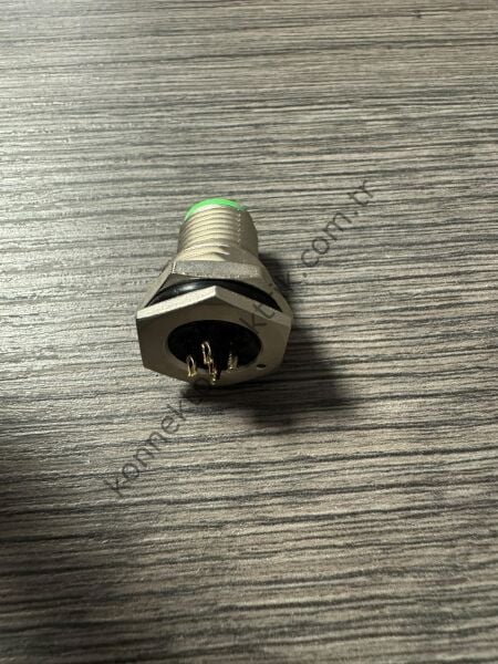 RENHOTEC M12 Önden Somunlu 5 Pin Metal Kasa Panel Tipi Erkek Endüstriyel Konnektör