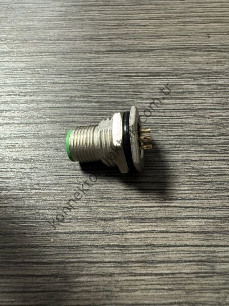 RENHOTEC M12 Önden Somunlu 5 Pin Metal Kasa Panel Tipi Erkek Endüstriyel Konnektör