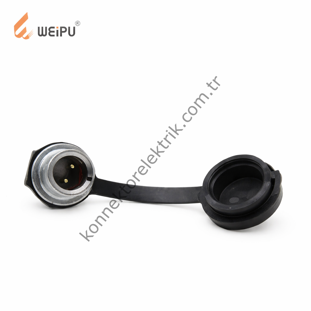 WEIPU SF612/P2 2 Pin IP67 Metal Kasa Panel Tipi Erkek Su Geçirmez Konnektör