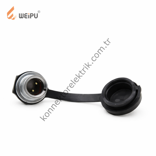 WEIPU SF612/P2 2 Pin IP67 Metal Kasa Panel Tipi Erkek Su Geçirmez Konnektör