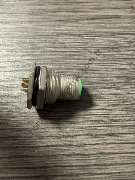 RENHOTEC M12 Önden Somunlu 8 Pin Metal Kasa Panel Tipi Erkek Endüstriyel Konnektör