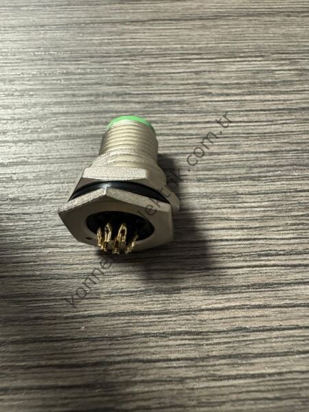 RENHOTEC M12 Önden Somunlu 8 Pin Metal Kasa Panel Tipi Erkek Endüstriyel Konnektör