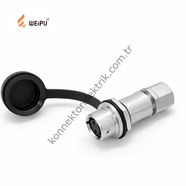 WEIPU SF611/S2 2 Pin IP67 Metal Kasa Karşıt Kablo Tipi Dişi Su Geçirmez Konnektör