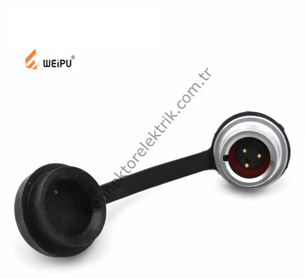 WEIPU SF612/P3 3 Pin IP67 Metal Kasa Panel Tipi Erkek Su Geçirmez Konnektör