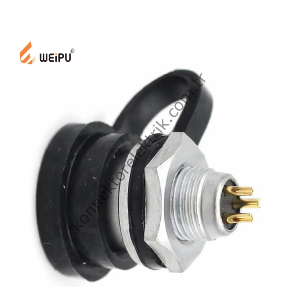 WEIPU SF612/P3 3 Pin IP67 Metal Kasa Panel Tipi Erkek Su Geçirmez Konnektör