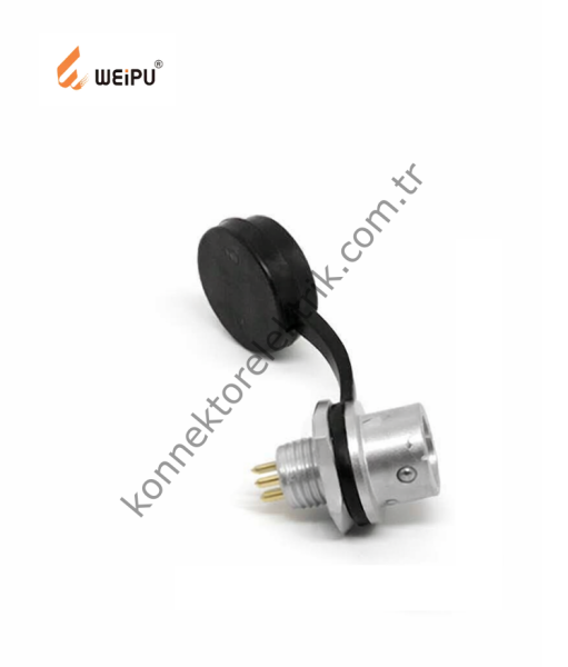 WEIPU SF612/P4 4 Pin IP67 Metal Kasa Panel Tipi Erkek Su Geçirmez Konnektör