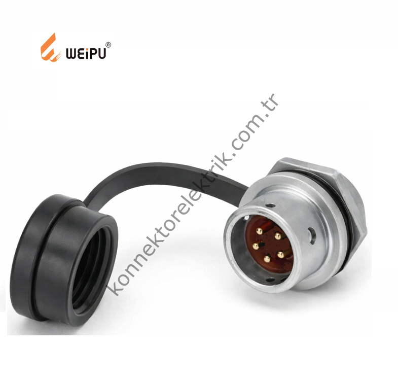 WEIPU SF612/P5 5 Pin IP67 Metal Kasa Panel Tipi Erkek Su Geçirmez Konnektör