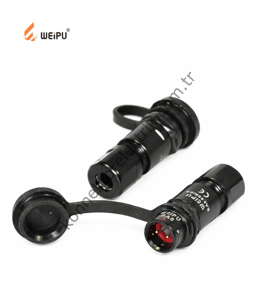 WEIPU SA611/P2 2 Pin IP67 Hafifletilmiş Metal Kasa Karşıt Kablo Tipi Erkek Su Geçirmez Konnektör