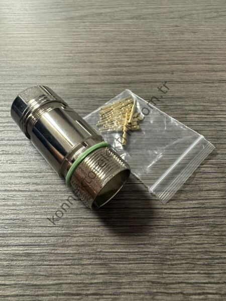 RENHOTEC M23 12 Pin Metal Kasa Karşıt Kablo Tipi Erkek Endüstriyel Konnektör
