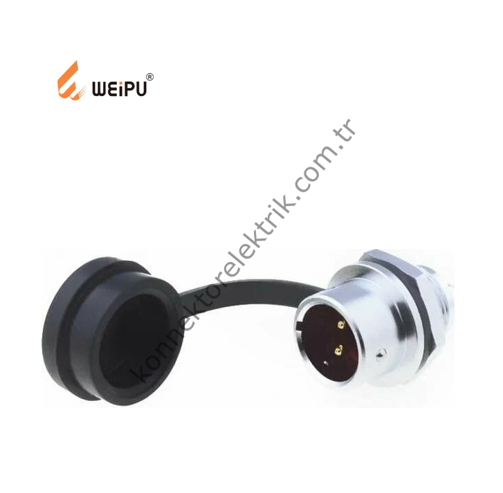 WEIPU SF812/P2 2 Pin IP67 Metal Kasa Panel Tipi Erkek Su Geçirmez Konnektör