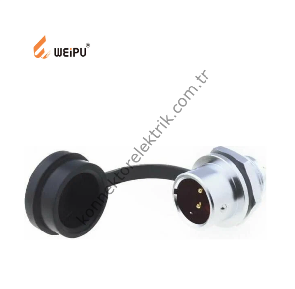WEIPU SF812/P2 2 Pin IP67 Metal Kasa Panel Tipi Erkek Su Geçirmez Konnektör