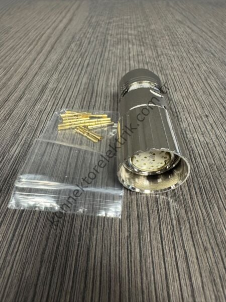 RENHOTEC M23 12 Pin Metal Kasa Kablo Tipi Dişi Endüstriyel Konnektör
