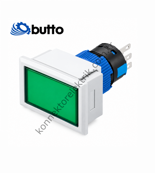 BUTTO K16-G-292-GD Dikdörtgen Plastik Gövde 21x27mm Yaylı Buton Led Işıklı 12-24V DC