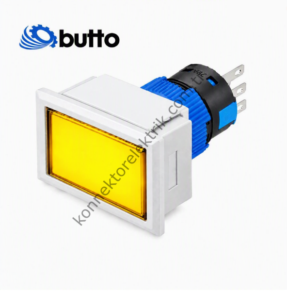 BUTTO K16-G-292-YD Dikdörtgen Plastik Gövde 21x27mm Yaylı Buton Led Işıklı 12-24V DC