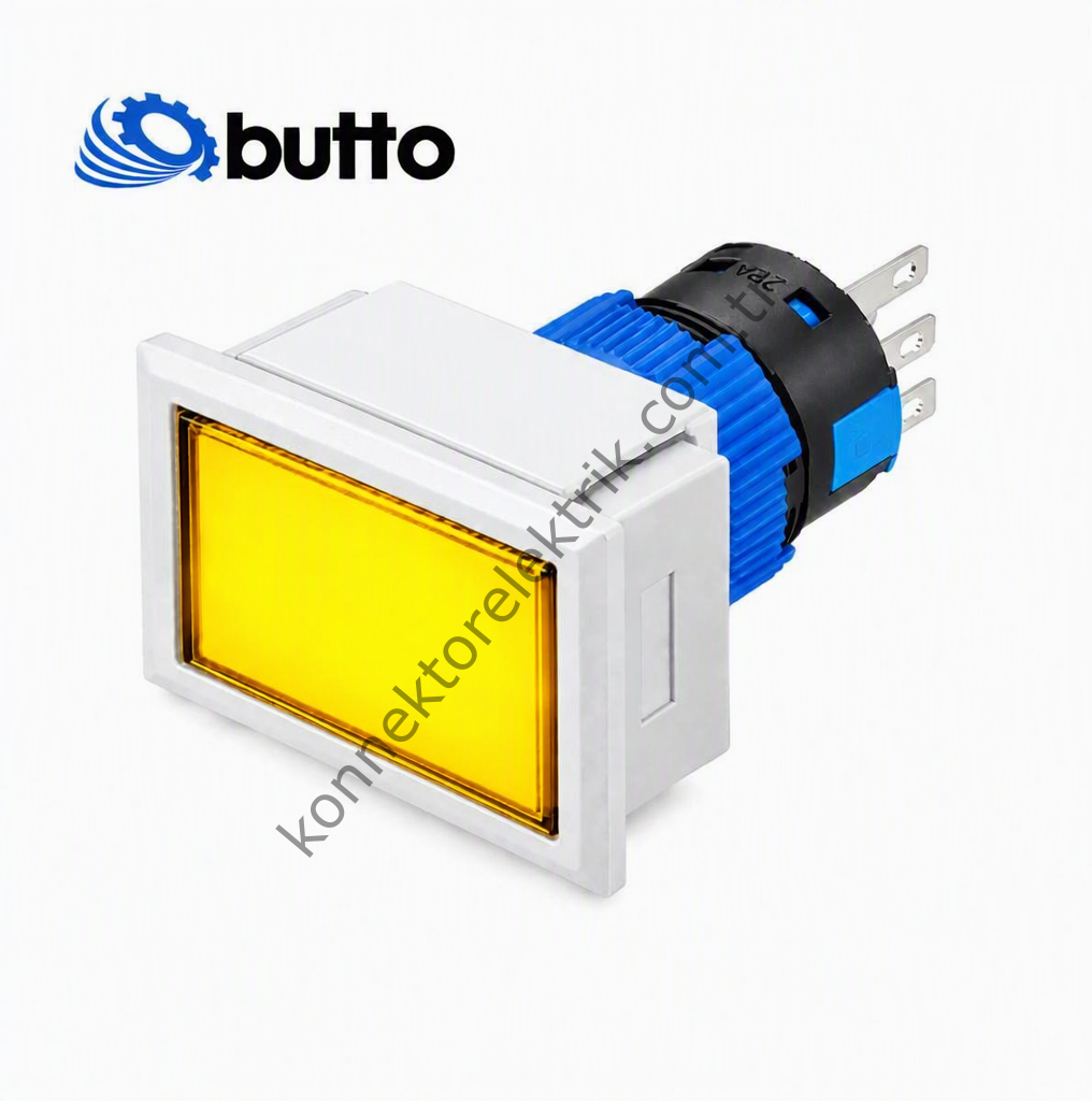 BUTTO K16-G-292-YA2 Dikdörtgen Plastik Gövde 21x27mm Yaylı Buton Led Işıklı 220V AC