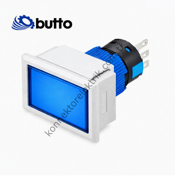 BUTTO K16-G-292-BA2 Dikdörtgen Plastik Gövde 21x27mm Yaylı Buton Led Işıklı 220V AC