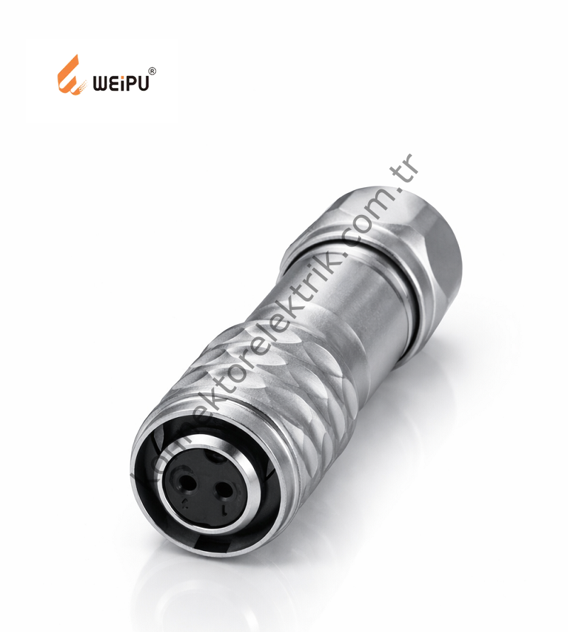 WEIPU SF1010/S2 2 Pin IP67 Metal Kasa Kablo Tipi Dişi Su Geçirmez Konnektör