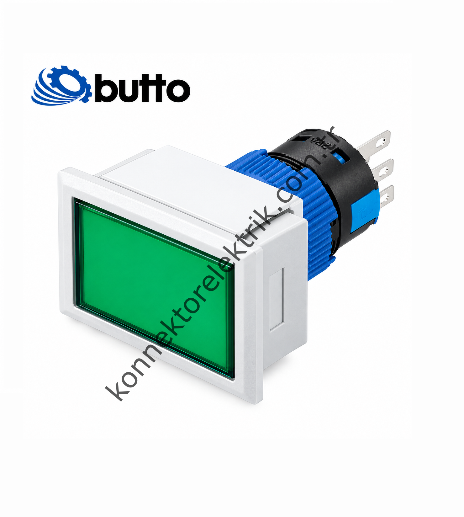 BUTTO K16-G-392-GA2 Dikdörtgen Plastik Gövde 21x27mm Kalıcı Buton Led Işıklı 220V AC