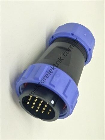 WEIPU SP2910/P17 17 Pin IP68 Plastik Kasa Kablo Tipi Erkek Su Geçirmez Konnektör