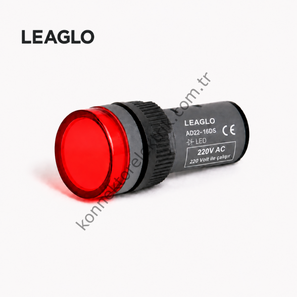 LEAGLO AD22-16DS-31R Kırmızı Plastik Gövde LED Sinyal Lambası 220V AC/DC