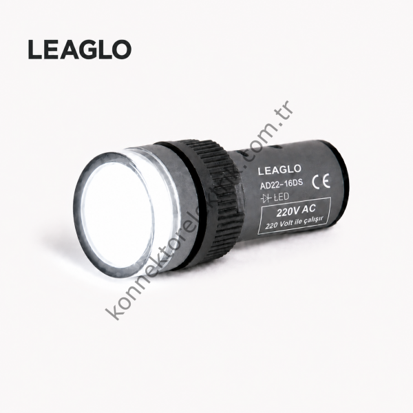 LEAGLO AD22-16DS-31W Beyaz Plastik Gövde LED Sinyal Lambası 220V AC/DC
