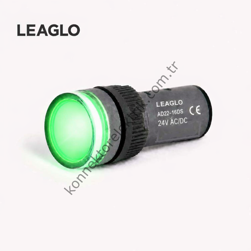 LEAGLO AD22-16DS-23G Yeşil Plastik Gövde LED Sinyal Lambası 24V AC/DC